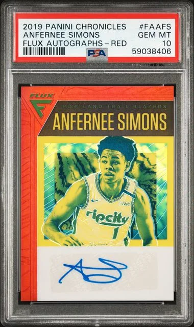 2019 Panini Chronicles Anfernee Simons Flux Autographs Red #FAAFS card image