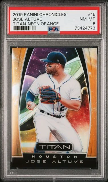 2019 Panini Chronicles Jose Altuve Titan Neon Orange #15 card image