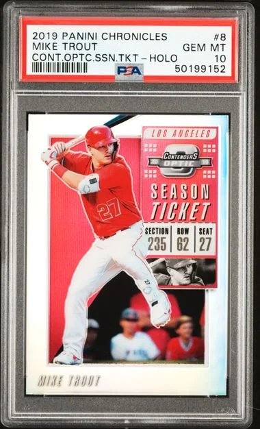 2019 Panini Chronicles Mike Trout Contenders Optic Season Ticket #8 card image