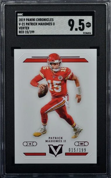 2019 Panini Chronicles Patrick Mahomes II Red #(15/199) - Jersey Number #V-21 card image