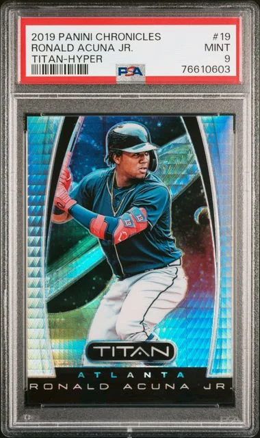 2019 Panini Chronicles Ronald Acuna Jr. Titan Hyper #19 card image