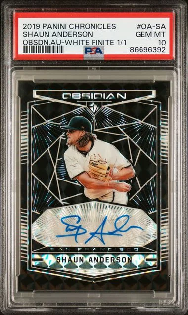 2019 Panini Chronicles Shaun Anderson Obsidian Autographs White Finite #OA-SA card image