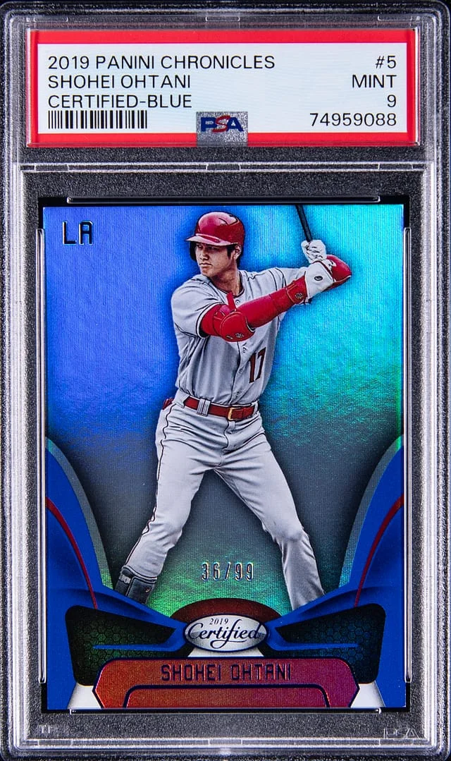 2019 Panini Chronicles Shohei Ohtani Certified Blue #5 card image