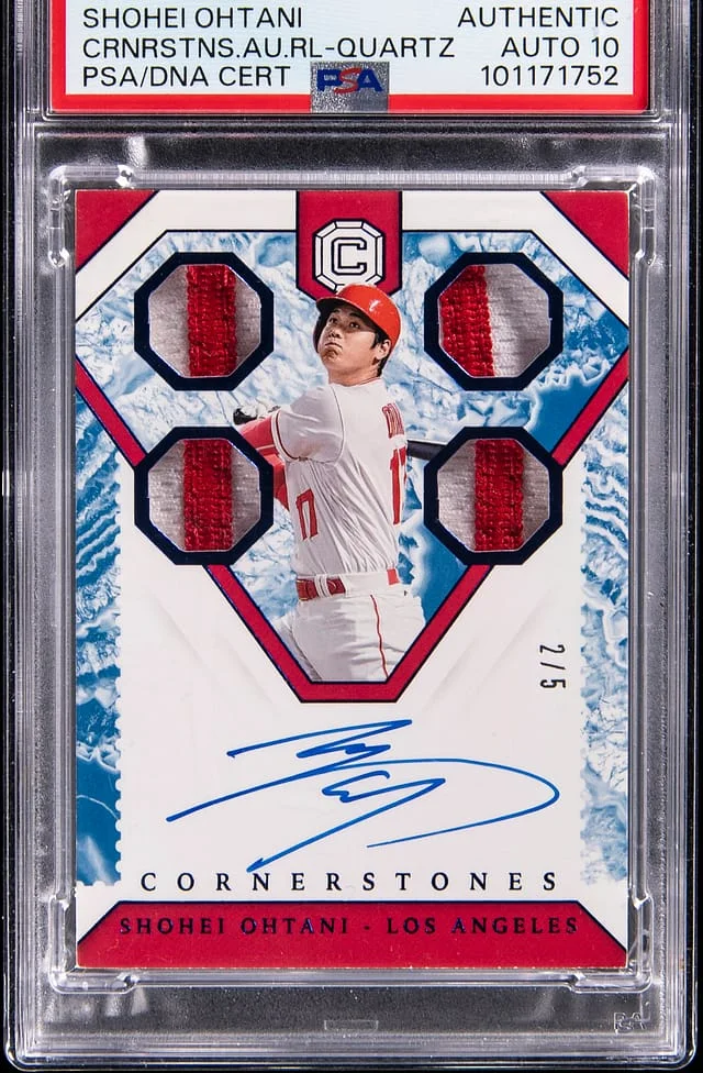 2019 Panini Chronicles Shohei Ohtani Cornerstones Autograph Relic Quartz #C-SO card image