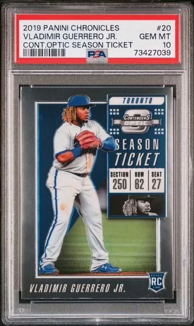 2019 Panini Chronicles Vladimir Guerrero Jr. Contenders Optic Season Ticket #20 card image