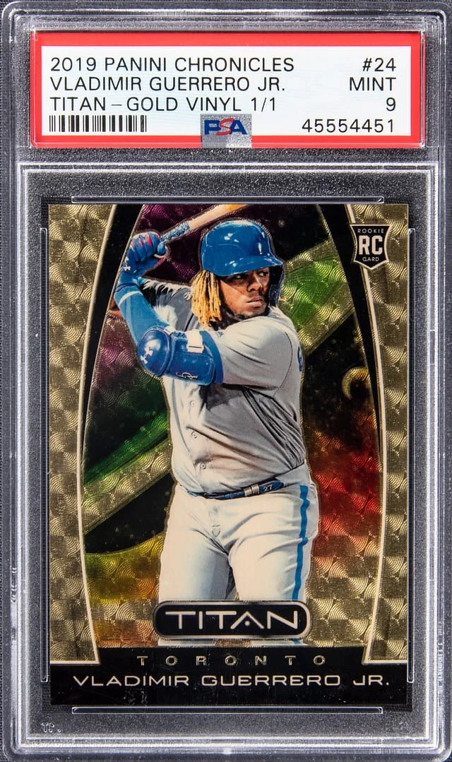 2019 Panini Chronicles Vladimir Guerrero Jr. Titan Gold Vinyl Prizm #24 card image
