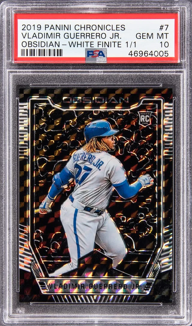 2019 Panini Chronicles Vladimir Guerrero Jr. Obsidian White Finite #7 card image