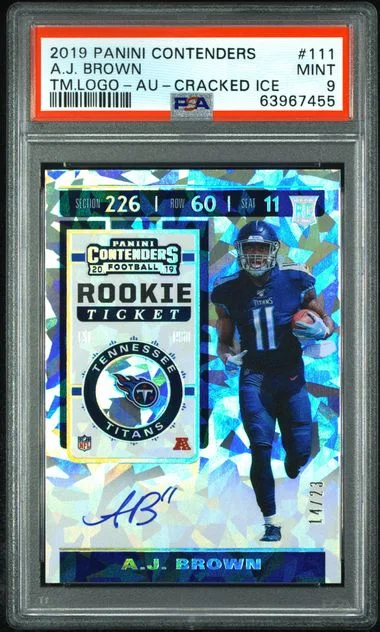 2019 Panini Contenders A.J. Brown Team Logo-Autograph-Cracked Ice #111 card image