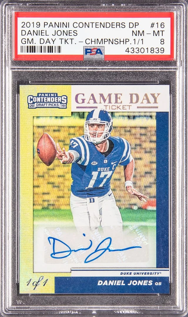 2019 Panini Contenders Daniel Jones Game Day Ticket #16 card image