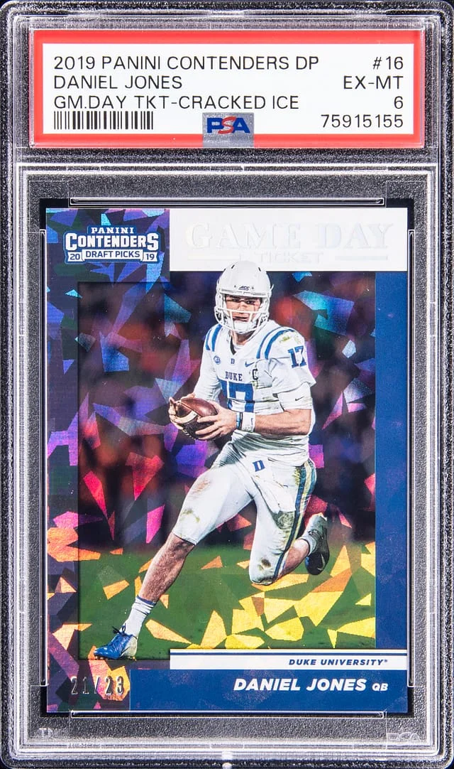 2019 Panini Contenders Draft Picks Daniel Jones Game Day Ticket Building Blocks #16 card image
