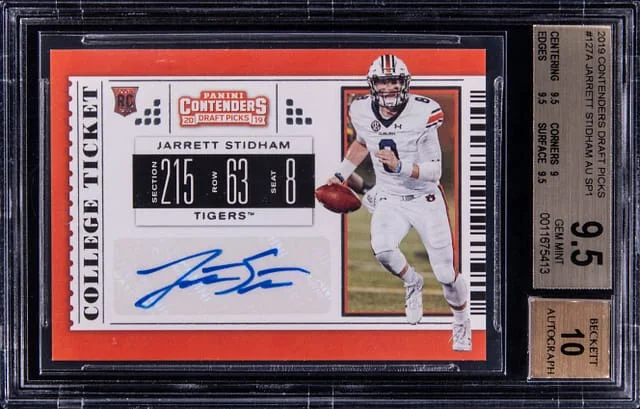 2019 Panini Contenders Draft Picks Jarrett Stidham Short Print Autographs #127A card image