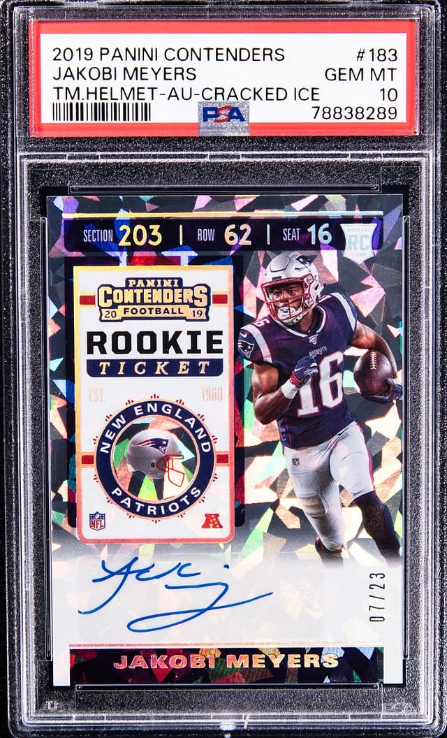 2019 Panini Contenders Jakobi Meyers Team Helmet Autograph Championship Ticket #183 card image