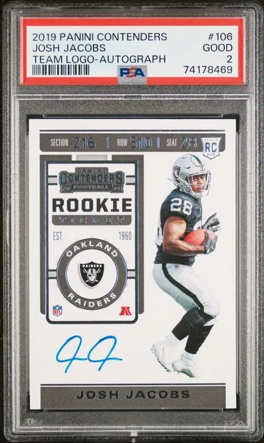 2019 Panini Contenders Josh Jacobs Team Logo Autograph #106 card image