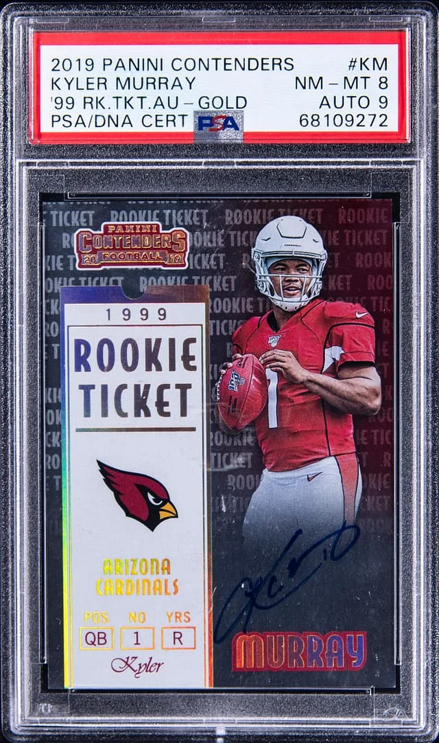 2019 Panini Contenders Kyler Murray 99 Ticket Autograph Gold #KM card image