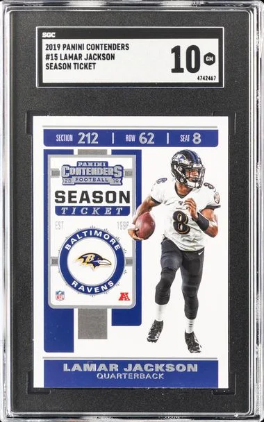 2019 Panini Contenders Lamar Jackson Season Ticket #15 card image
