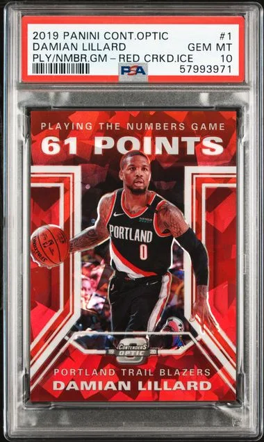 2019 Panini Contenders Optic Damian Lillard Playing The Numbers Game #1 card image