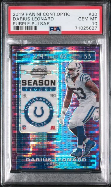 2019 Panini Contenders Optic Darius Leonard Purple Pulsar #30 card image