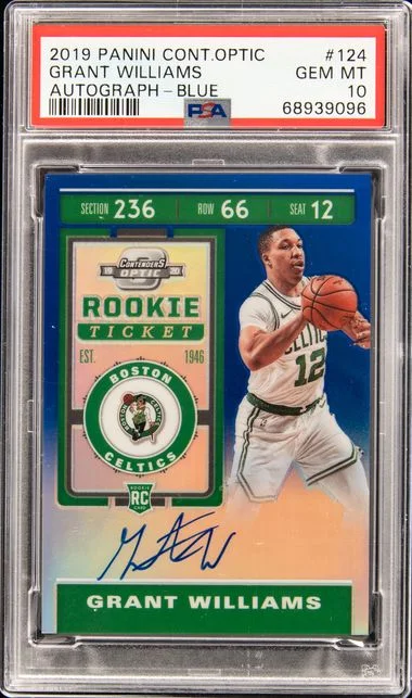 2019 Panini Contenders Optic Grant Williams Autograph-Blue #124 card image
