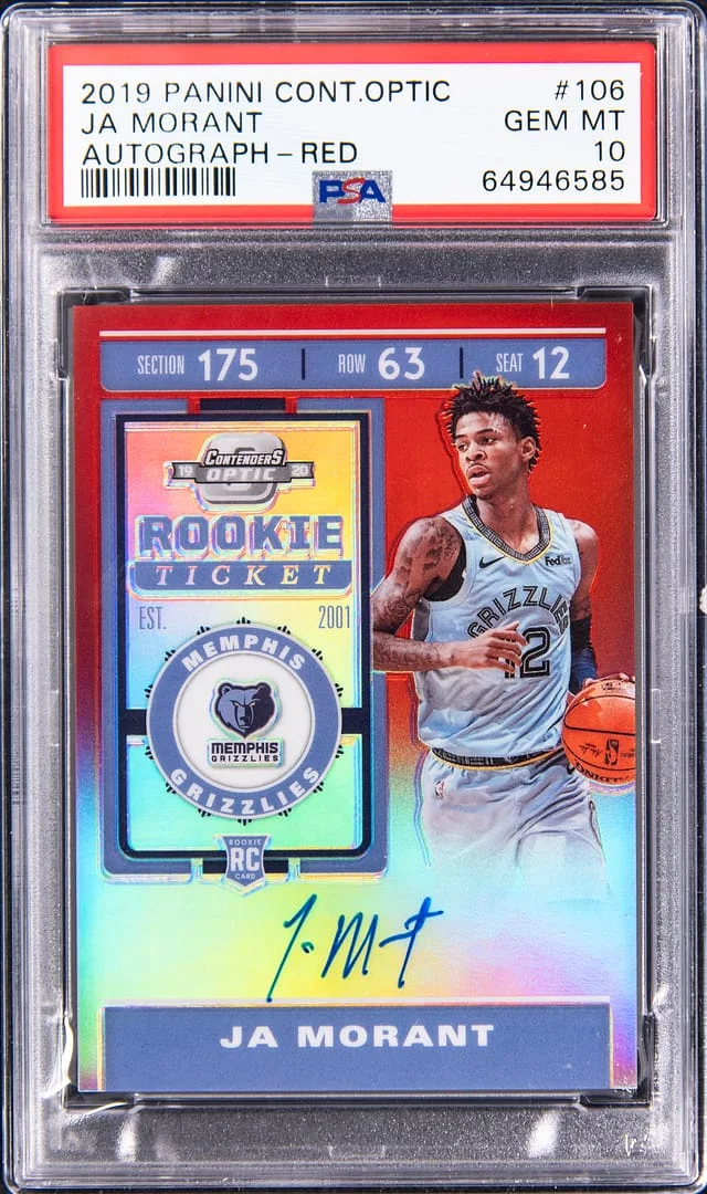 2019 Panini Contenders Optic Ja Morant Autograph Red #106 card image
