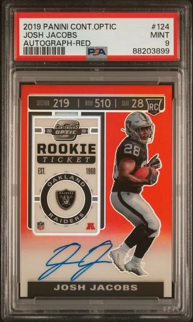 2019 Panini Contenders Optic Josh Jacobs Autograph-Red #124 card image