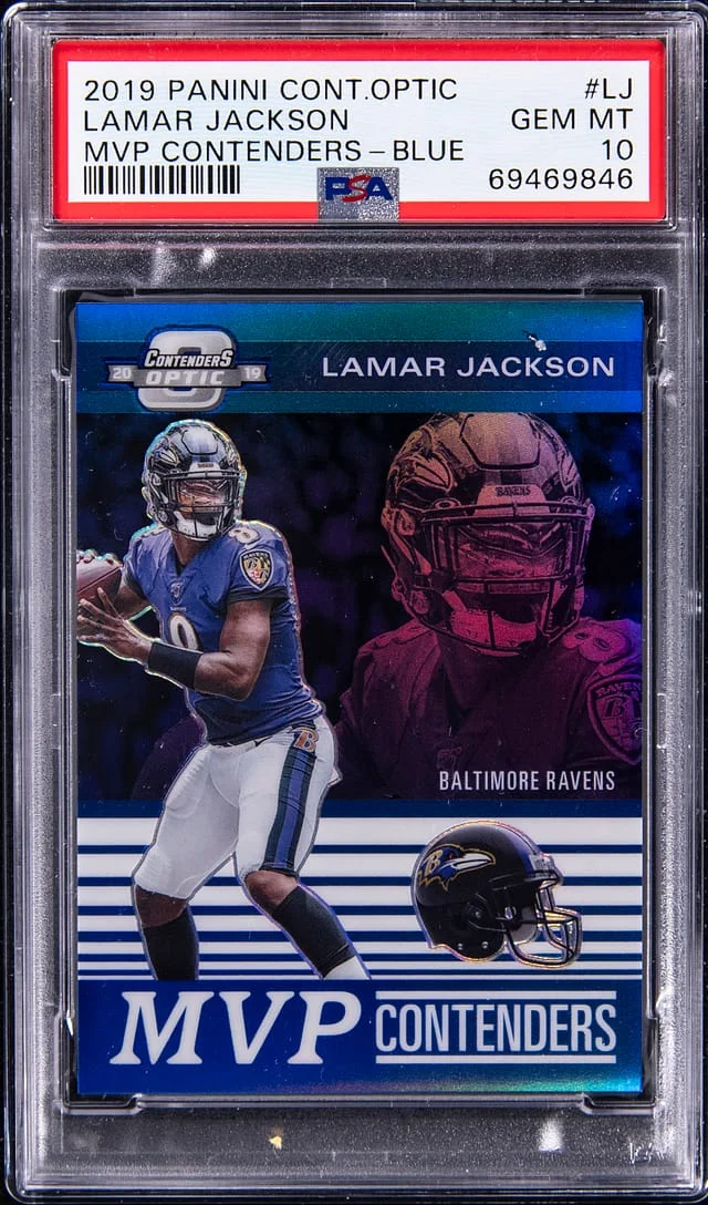 2019 Panini Contenders Optic Lamar Jackson MVP Contenders Gold #LJ card image