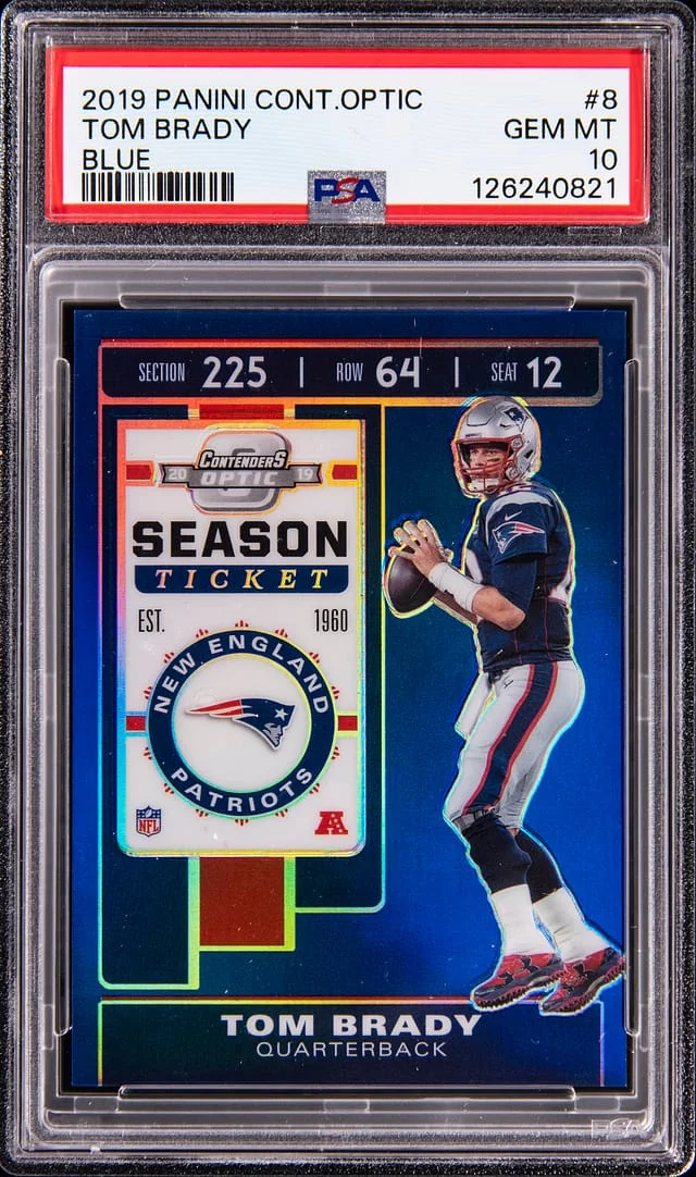 2019 Panini Contenders Optic Tom Brady Blue #8 card image