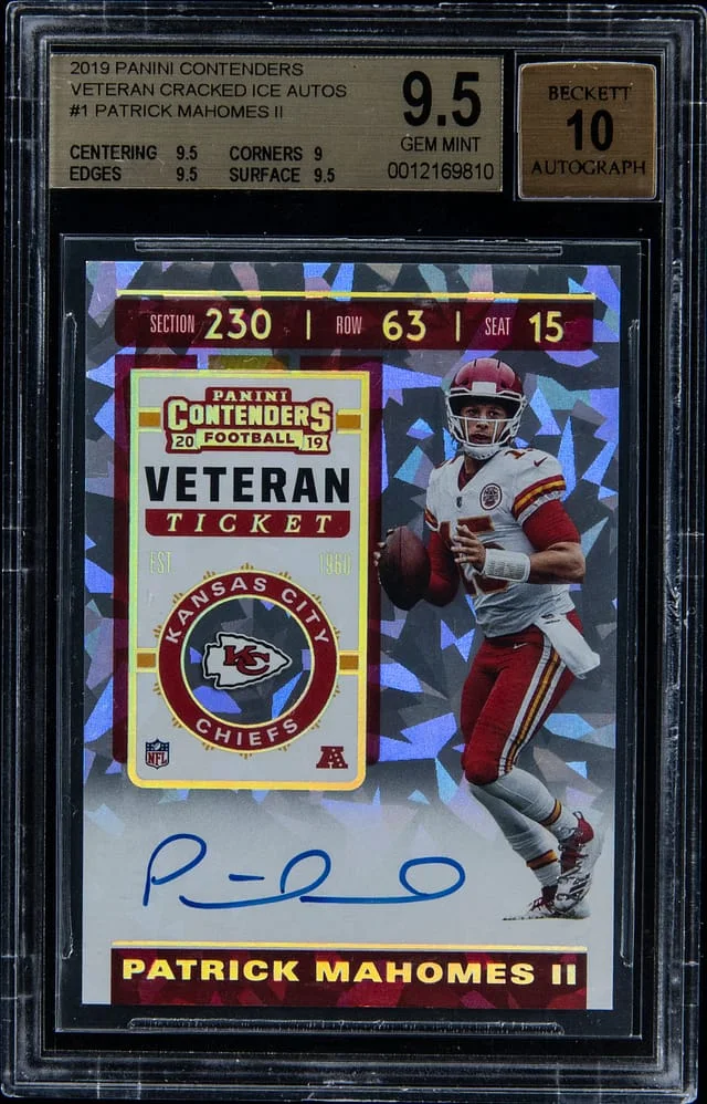 2019 Panini Contenders Patrick Mahomes II Veteran Ticket Cracked Ice Autographs #VT-PM card image