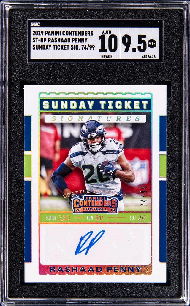 2019 Panini Contenders Rashaad Penny Sunday Night Ticket Signatures #ST-RP card image