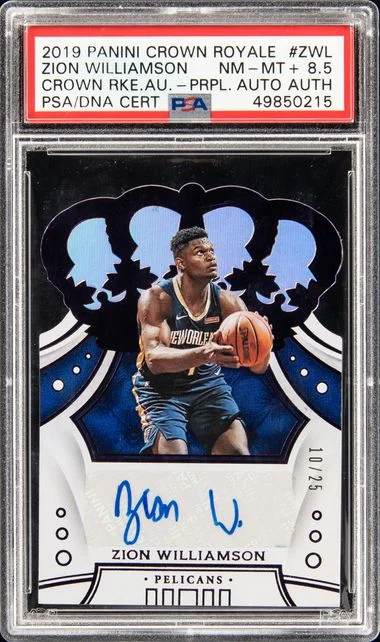 2019 Panini Crown Royale Crown Autographs Purple Zwl Zion Williamson #no-number card image