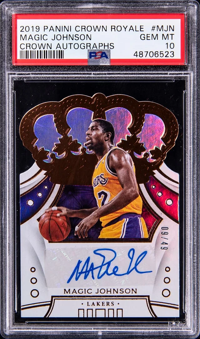 2019 Panini Crown Royale Magic Johnson Crown Autographs #MJN card image