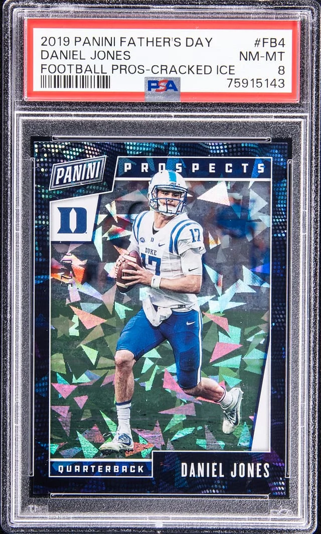 2019 Panini Daniel Jones Father's Day Football Prospects Cracked Ice #FB4 card image