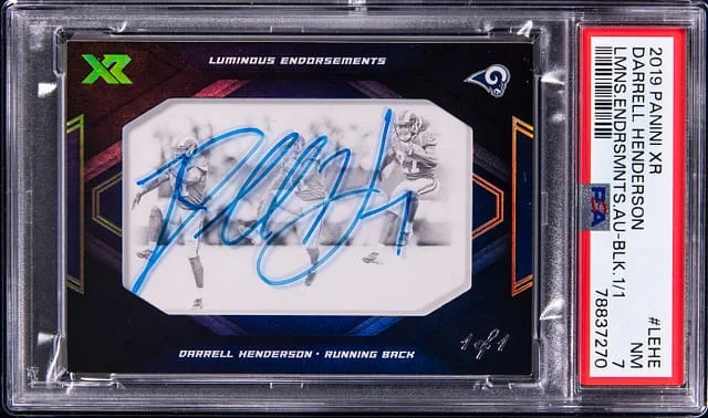 2019 Panini Darrell Henderson XR Luminous Endorsements Autograph Black #LE-HE card image