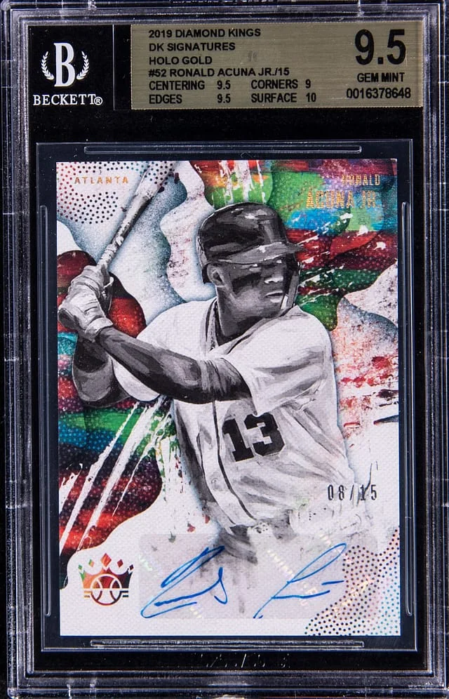 2019 Panini Diamond Kings Ronald Acuna Jr. Signatures Holo Gold #52 card image