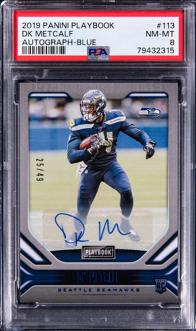 2019 Panini DK Metcalf Playbook Autograph Blue #113 card image