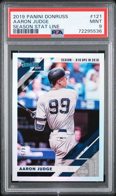 2019 Panini Donruss Aaron Judge Season Stat Line #121 card image