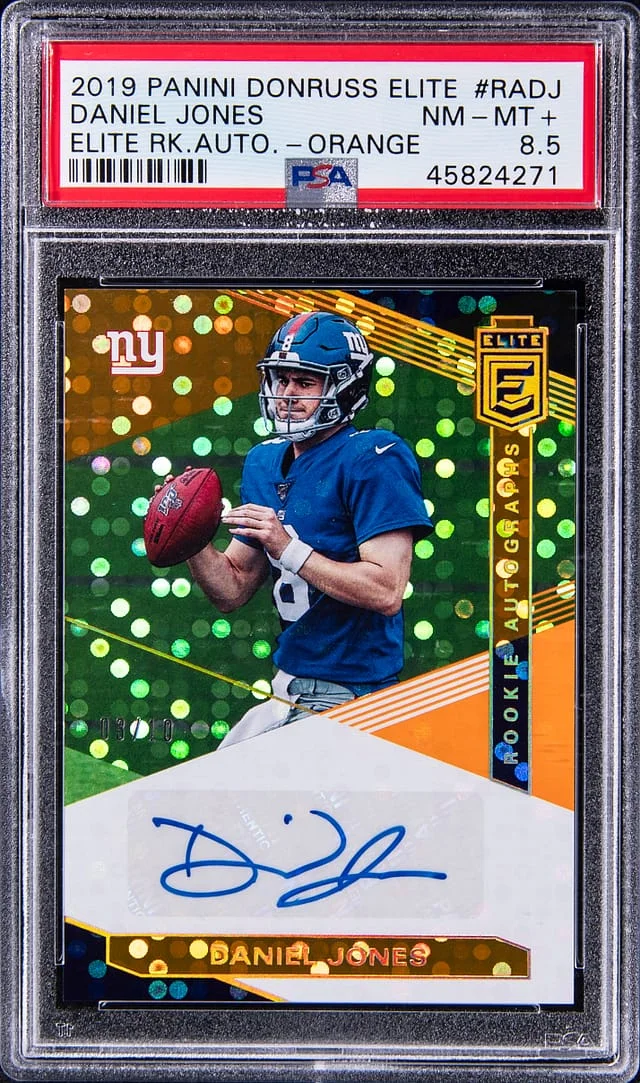 2019 Panini Donruss Daniel Jones Elite Elite Autograph Orange #RA-DJ card image