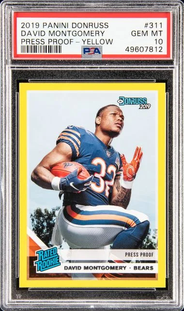 2019 Panini Donruss David Montgomery Press Proof-Yellow #311 card image