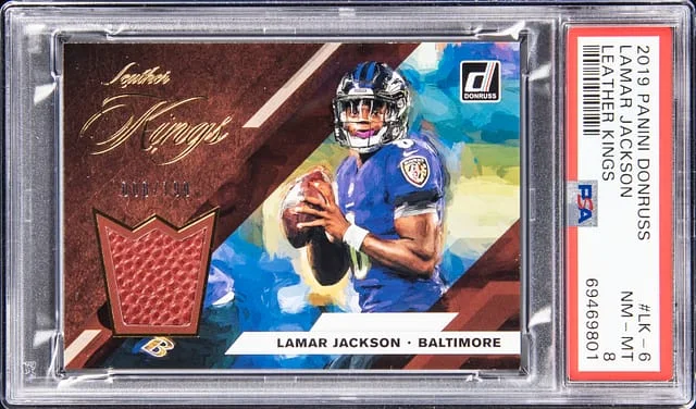 2019 Panini Donruss Lamar Jackson Leather Kings #LK-6 card image