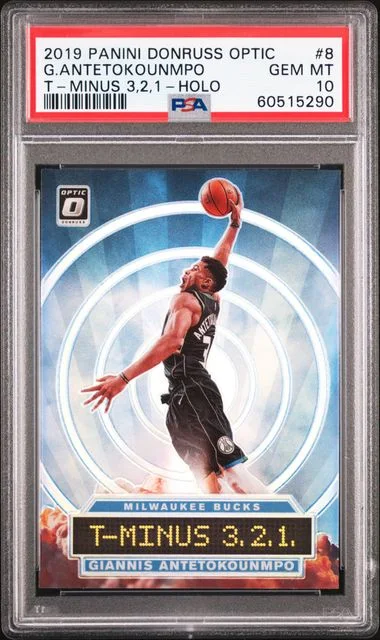 2019 Panini Donruss Optic Giannis Antetokounmpo T-Minus 3,2,1 Purple Prizm #8 card image