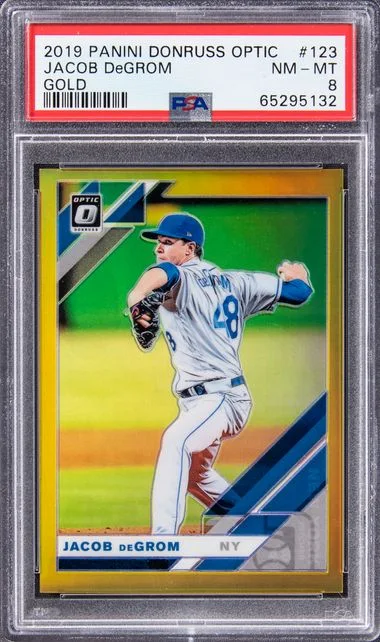 2019 Panini Donruss Optic Jacob deGrom Gold #123 card image