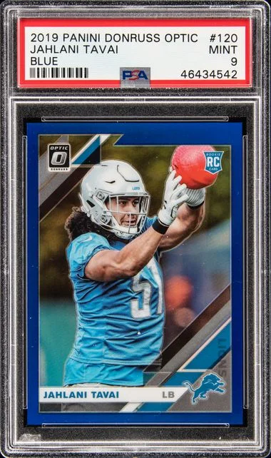 2019 Panini Donruss Optic Jahlani Tavai Blue #120 card image