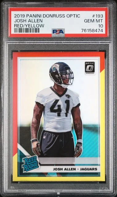 2019 Panini Donruss Optic Josh Allen Red/Yellow #193 card image