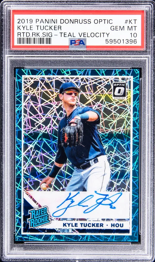 2019 Panini Donruss Optic Kyle Tucker Rated Signature Teal Velocity #RRS-KT card image