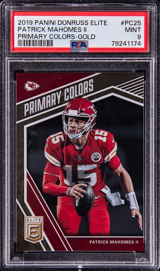 2019 Panini Donruss Patrick Mahomes II Elite Primary Colors Gold #PC-25 card image