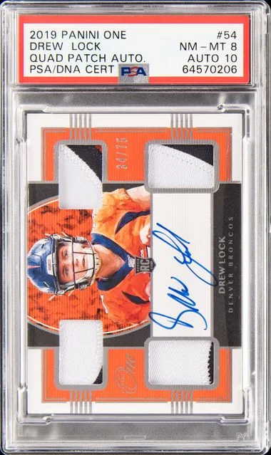 2019 Panini Drew Lock One Quad Patch Autograph #54 card image