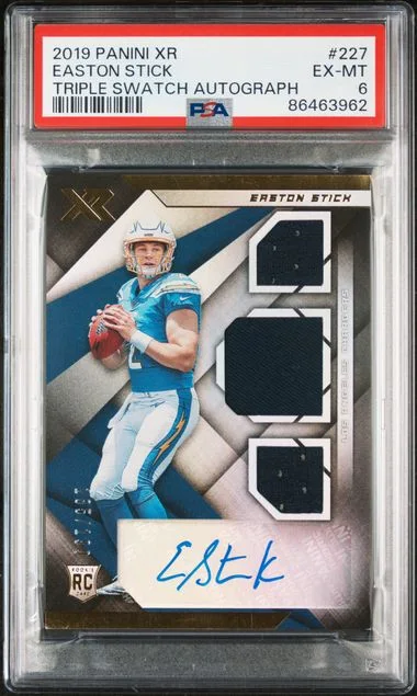 2019 Panini Easton Stick Xr Triple Swatch Autograph #227 card image