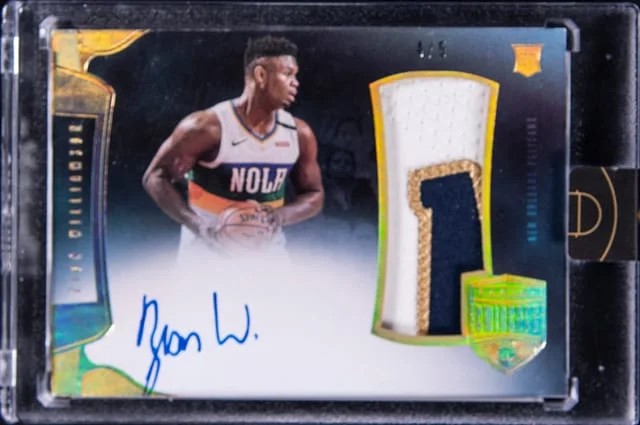 2019 Panini Eminence Zion Williamson Jumbo Patch Autograph Gold #JP-ZWL card image