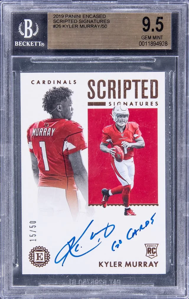 2019 Panini Encased Kyler Murray Scripted Signatures #KMU card image