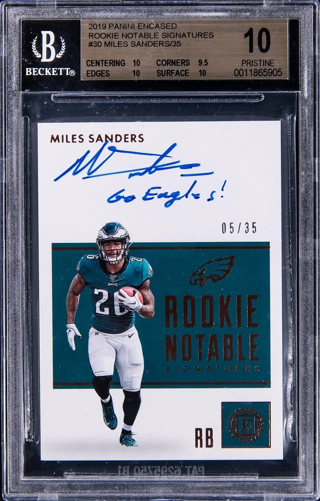 2019 Panini Encased Miles Sanders Notable Signatures #RNS-MSA card image