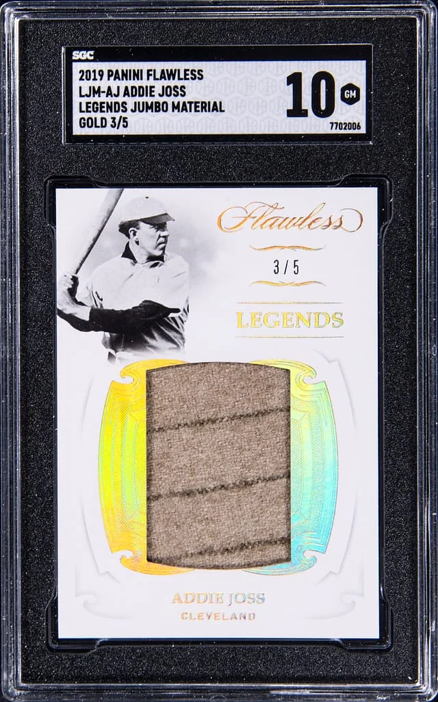 2019 Panini Flawless Addie Joss Legends Jumbo Material Gold #LJM-AJ card image